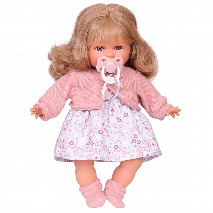 Кукла озвученная Марисела в розовом 30 см плачет мягконабивная 