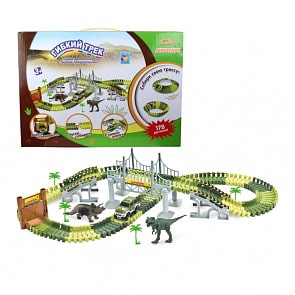 Гибкий трек - Динопарк, мост, ворота, 1 машинка, 178 деталей (1toy, Т13207)