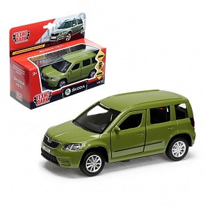 Машина металлическая Skoda Yeti, длина 12 см, открываются двери, инерционная, зеленая (Технопарк, YETI-GN)