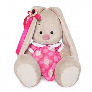 Мягкая игрушка – Зайка Ми в розовом платье с белым воротничком, малый, 18 см (Budi Basa, SidS-268)
