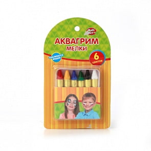 Аквагрим – мелки "Multiart", 6 цветов (Играем Вместе, AG6M05sim)