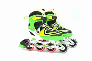 Коньки роликовые, колеса ПВХ, передние колеса со светом, L (38-41), зеленые (1Toy, Т59734)