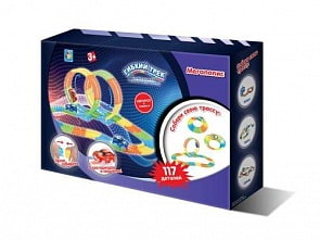 Гибкий трек - Мегаполис, 2 петли, дорога светится, 1 машинка со светом, 117 деталей (1Тoy, Т13198)