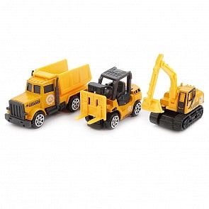 Набор из 3 металлических машинок – Строительная техника, 7,5 см (Технопарк, 80981-1R) (ассортимент)