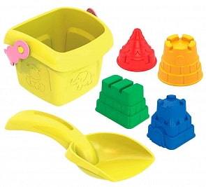Набор для песка №135 - ведерко ШКД17, совочек малый Шкода, 4 формочки Башенки (Нордпласт, Н-431861) (ассортимент)