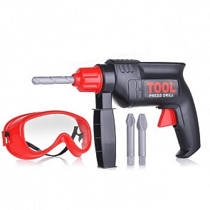 Набор инструментов: дрель-перфоратор с очками и другими аксессуарами (Junfa Toys, KY1068-111B)