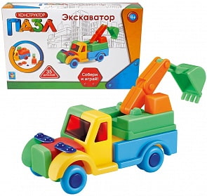 Конструктор-пазл - Экскаватор, 35 деталей (1Toy, Т59944)