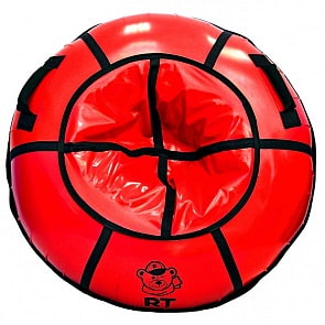 Санки надувные Тюбинг с пластиковым дном, красный, диаметр 100 см. (RT, 7056rt)