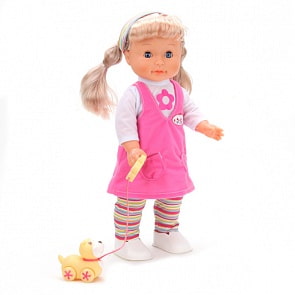 Кукла, 40 см., 3 функции, ходит, поет, знает стихи, есть щенок (Карапуз, 16131-RUsim)