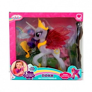 Пони принцесса озвученная с русским чипом, расческой, светится, 25 см (Карапуз, HZ240588)
