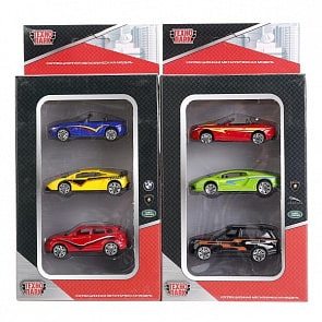 Набор из 3-х металлических машин, 7,5 см (Технопарк, TOP826) (ассортимент)