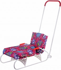 Санки складные со съемным толкателем и чехлом для ног, розовые (Дэми, СДС.06/01р)