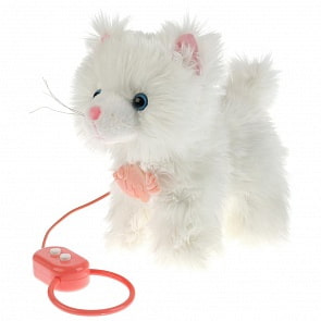 Интерактивный котенок – Пушок, 22 см ходит, поет песенку Улыбка (Мой питомец, HT28111)