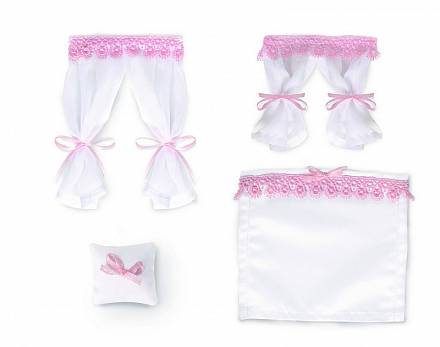 Набор текстиля для дома - Одним прекрасным утром™ - Бело-розовый зефир, шторы, покрывало для кровати, подушки 