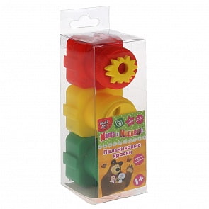 Пальчиковые краски со штампами – Маша и Медведь, 3 цвета (MultiArt, 1530-MMsim)