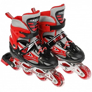 Раздвижные ролики Next со светом размер 34-37 в сумке красные (Next, G21902-34-37-RED)