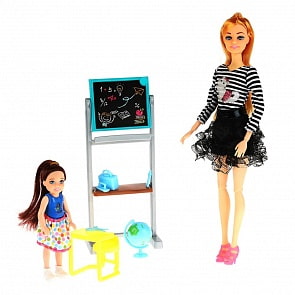 Набор из 2-х кукол: учительница и ребенок, с аксессуарами, 29 см, разные цвета (B1816573) (ассортимент)