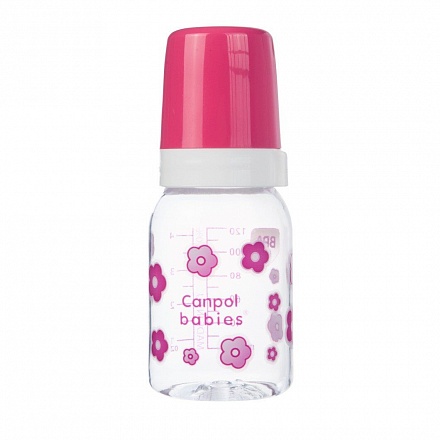 Бутылочка для детей до 3 лет в наборе с соской молочной силиконовой, 120 мл, розовый  