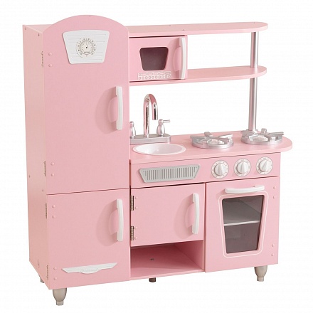 Игрушечная кухня – Винтаж, розовый с белым 
