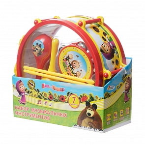 Набор музыкальных инструментов «Маша и медведь» (барабан, бубен и др.) (Играем вместе, B226345-R2sim)