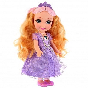 Интерактивная кукла – Принцесса Амелия с аксессуарами для окрашивания волос, 36 см, 100 фраз, светящийся амулет (Карапуз, AM68188B-RU)