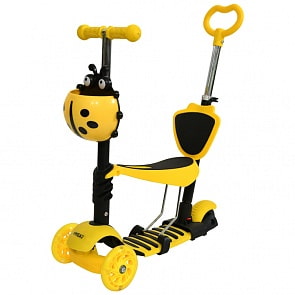 Самокат трехколесный 3 в 1 со светом управление наклоном желтый (Next, MG-13-YELLOW)