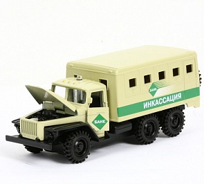 Машина металлическая инерционная - Урал – Инкассация, будка со светом и звуком (Технопарк, CT-1054-CAB-G(WB)sim)