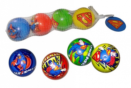 Набор из 4 мячей с принтом Superman, полиуретан, 6 см., в сетке 