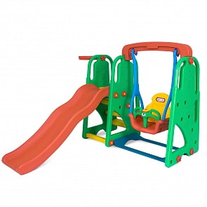 Детский игровой комплекс горка-волна, баскетбольное кольцо с мячом, детские качели для дома и улицы (Happy Box, JM-701Е)