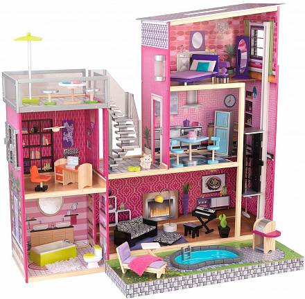 Дом мечты Барби - Глянец, с мебелью 35 предметов и бассейном 