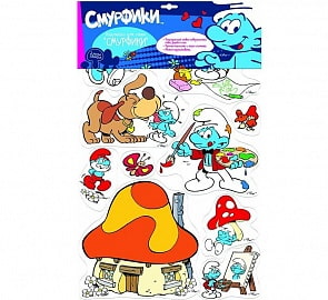 Наклейки для стен – Смурфики, два листа (Росмэн, 19156ros)