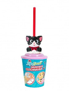 Звуковая соломинка - Кошка черно-белая (Sip'n Sound, 16006-1)