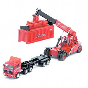 Модель контейнеровоза с погрузчиком (Welly, 99799-2G)