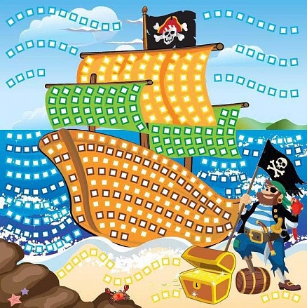 Мозаика - Пиратский корабль, более 400 деталей, собираем по цветам 