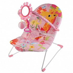 Шезлонг с вибрацией, музыкой, мягкими игрушками и режимами громкости, розовый (Умка, 898-913-RU)
