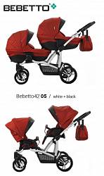 Модульная детская коляска 2 в 1 для двойни Bebetto 42 2017 - шасси белая/bia – 05 (Bebetto, WB167_05) - миниатюра