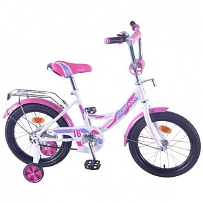Детский велосипед 16", А-тип, бело-розовый (Mustang, ST16057-A)
