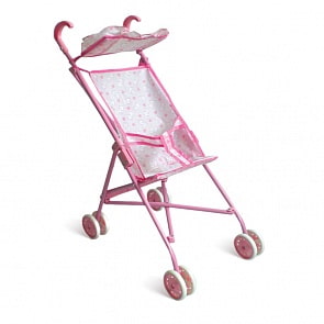 Коляска-трость для кукол с козырьком, розовая (1Toy, Т52256) (ассортимент)