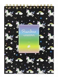Скетчбук - Единорог Радужный с кольцами, формат А4, черный (Михи Михи, MM06674)