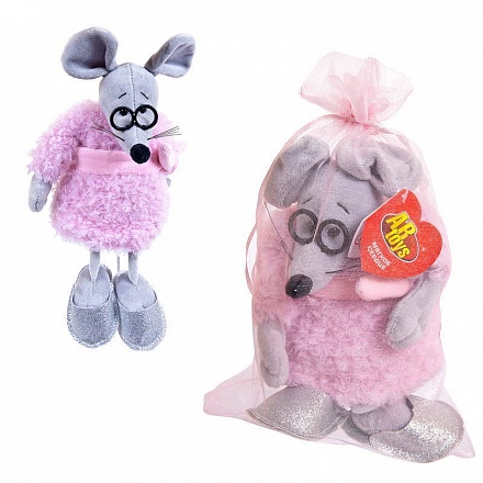 Мягкая игрушка - Мышка в розовом пальто, 16 см 