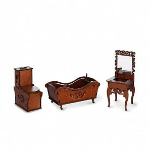 Набор Одним прекрасным утром – Ванная комната: унитаз, ванна, раковина с зеркалом, коричневый (ЯиГрушка, 59426st)