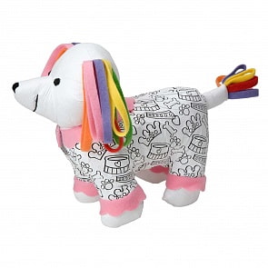 Набор - Раскрась пуделя: мягкая игрушка и фломастеры для ткани, от 3 лет (Alex, 69WP)