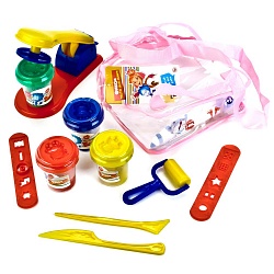 Набор Тесто для лепки в рюкзаке - Фиксики, 4 цвета, пресс, каток, 2 ножа (Multiart, 450PDРPB-FIX) - миниатюра