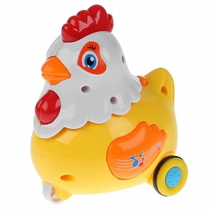 Музыкальная каталка курочка, 25 песен, звуков и фраз, инерционный механизм, свет (Умка, 1703A127-R)