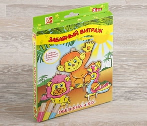 Краски по стеклу с трафаретом - Забавный витраж. Обезьяна и компания (Луч, 26С1613-08)