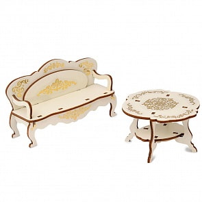 Набор Одним прекрасным утром – Гостиная: чайный столик, диван, коллекция Барокко (ЯиГрушка, 59789)