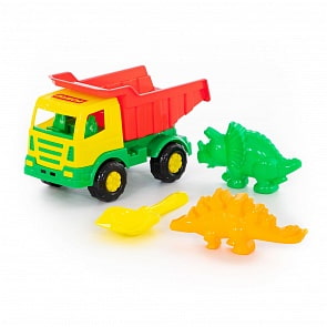 Набор №368 - Автомобиль-самосвал – Мираж, лопатка №5, 2 формочки-динозавра (Полесье, 36513) (ассортимент)