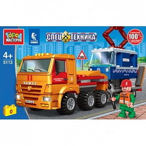 Конструктор КамАЗ Перевозчик с трамваем 163 детали (Город мастеров, 5113-KK)