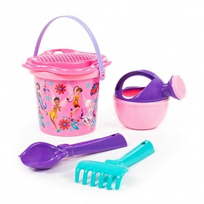 Набор для игр в песке Disney – Феи №6: ведро малое с наклейкой, ситечко-цветок, совок №2, грабельки №2 (Полесье, 81643) (ассортимент)