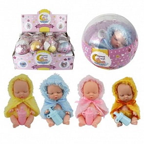 Мини-пупсик в шаре, в халатике, 24 вида (1toy, Т14145) (ассортимент)